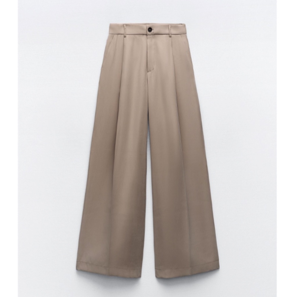 Zara Pleated Tan Flowy Pants